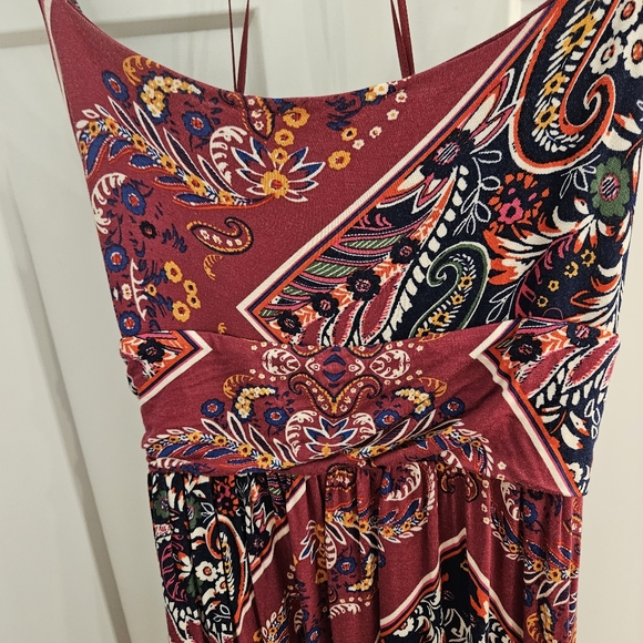 Moulinette Soeurs Multicolor Maxi Dress, Burgundy And Black Paisley Print